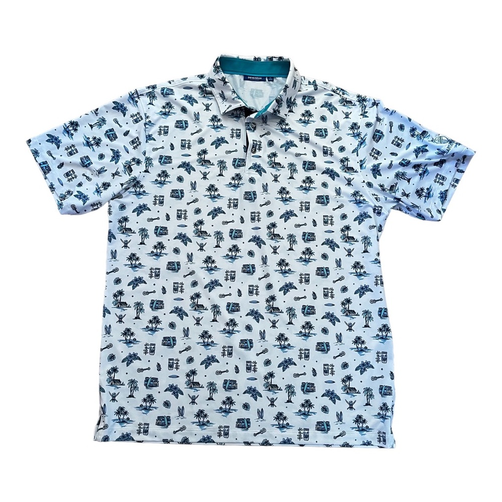 Men's Blue Patterned Polo Shirt